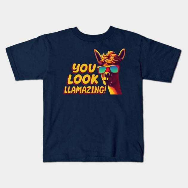 You Look Llamazing! Kids T-Shirt by Lonesto